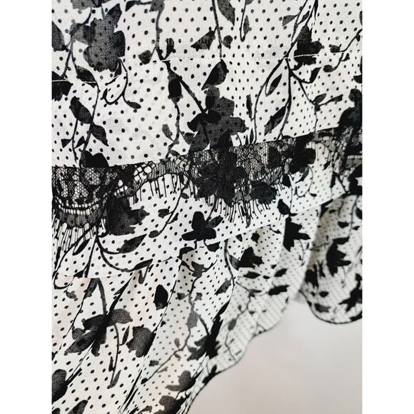 Cabi Women's Black White Floral Polka-dot 2 Pc Blouse Set Size Medium - Picture 3 of 8